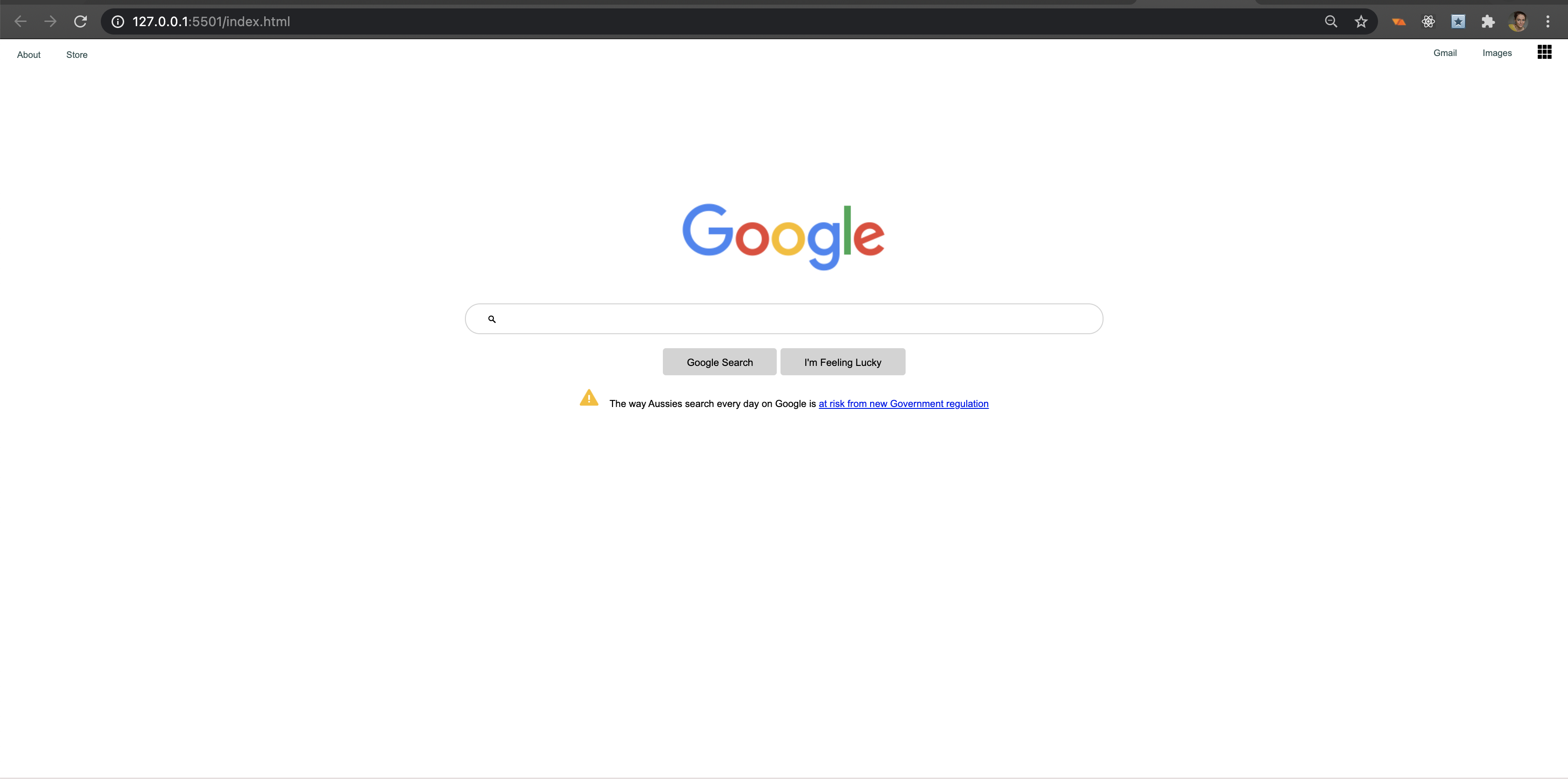 a screenshot of a Google clone I made